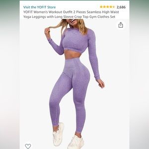 Brand new purple long sleeve AMAZON work out set